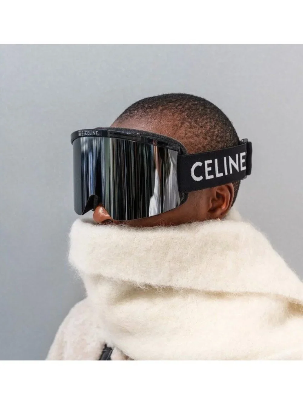 Celine CL40302U SKI MASK 01C Black Shield Frame, Grey Mirror Lenses
